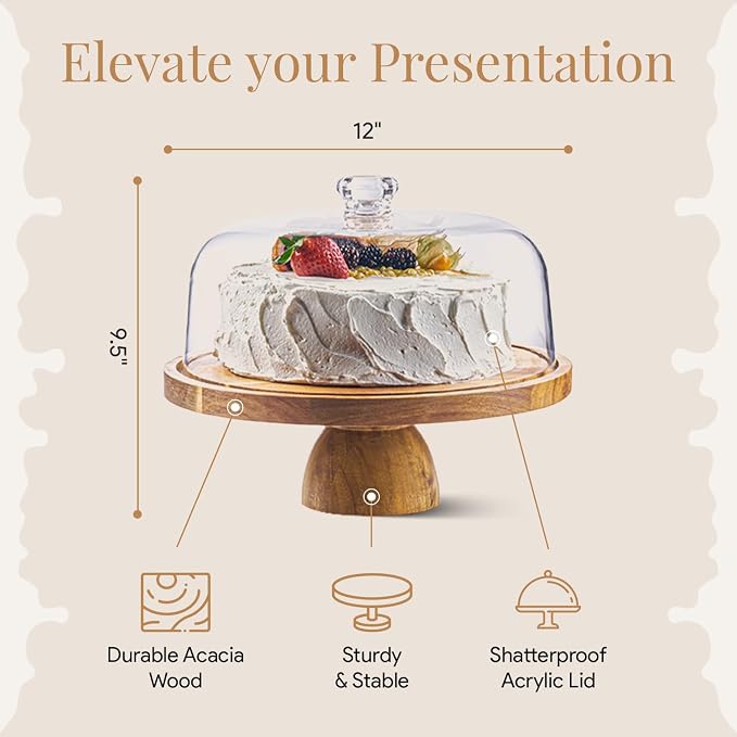 HOMESPHERE Acacia Wood Cake Stand - Image 4