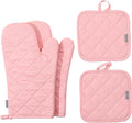 Oven Mitts and Pot Holders 4 pcs Set, High Heat Resistant 500 Degree Extra by M+MIAOYAN
