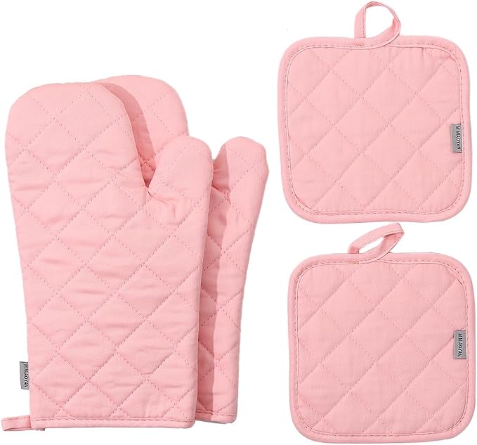 Oven Mitts and Pot Holders 4 pcs Set, High Heat Resistant 500 Degree Extra by M+MIAOYAN