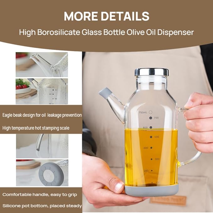 High Borosilicate Glass Oil Bottle-Olive Oil Dispenser - Image 4