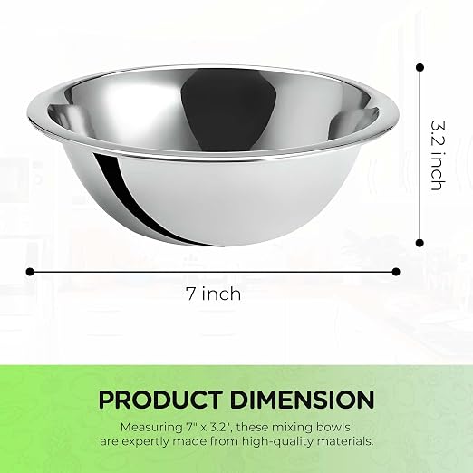 OCS Parts 0.75 Quart Mixing Bowls | Set of 4 | 7-Inch Stainless Steel - Image 2