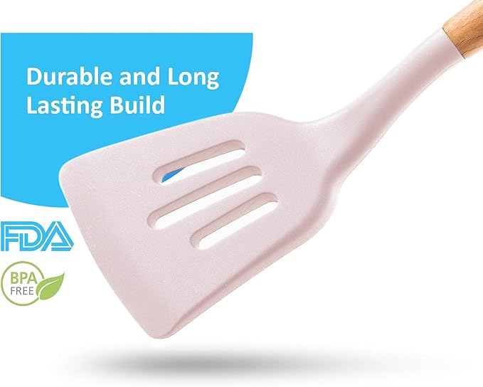 Silicone Cooking Utensils Set 6 Piece – Heat Resistant up to 480°F, BPA Free & - Image 4