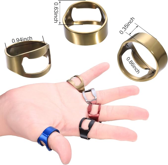 Boao 10 Pieces Bottle Opener Ring stainless Steel Beer Finger Bottle Opener - Image 2