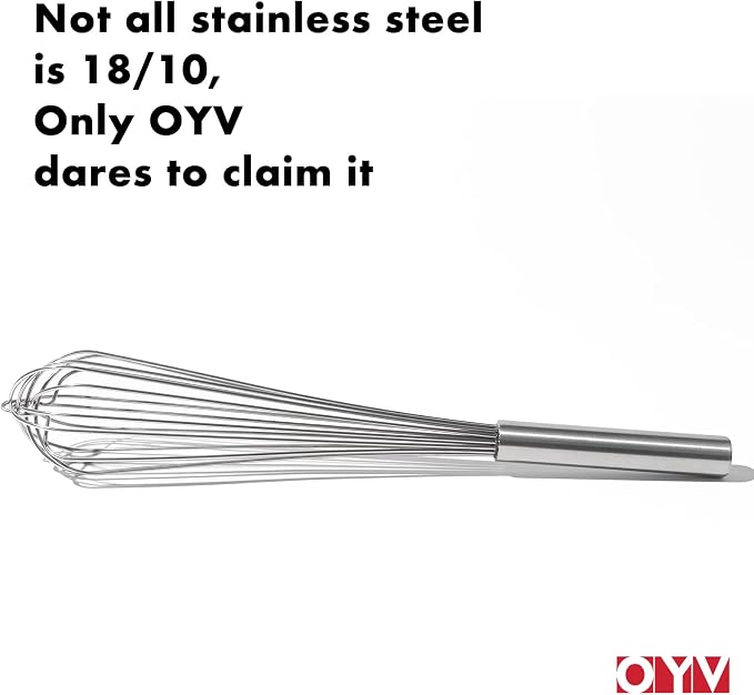 OYV 18/10 Stainless Steel Large Whisk, Mixing Batter, Making Sauces, Long Wisk - Image 2