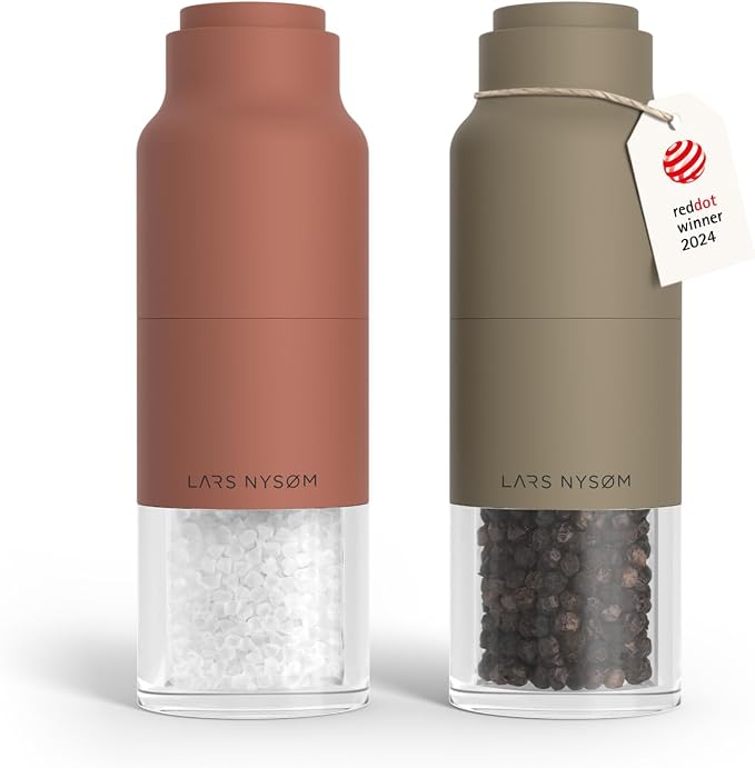 LARS NYSØM Salt and Pepper Grinder Set, Stainless Steel Manual Salt and Pepper by LN