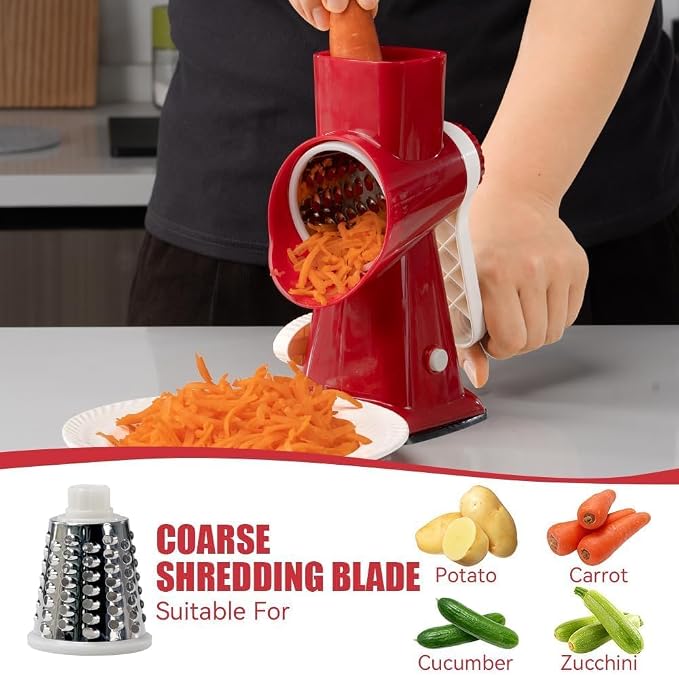 KEOUKE Rotary Cheese Grater Hand Crank Red - Image 3