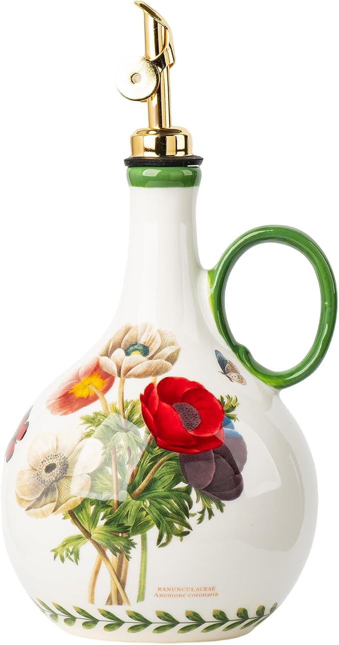 Ceramic Olive Oil Dispenser, 27 oz Floral Pattern Cruet by CABILON