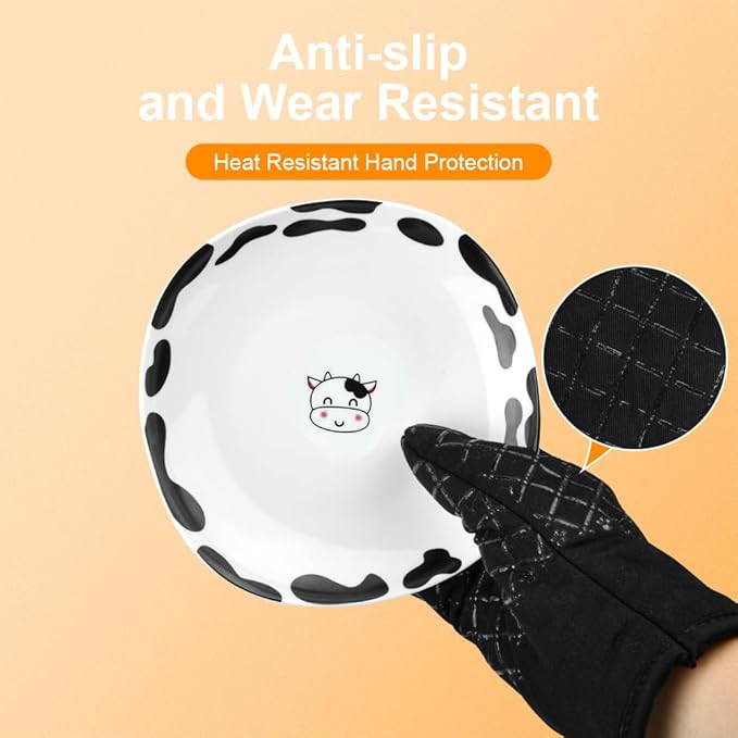 AUAUY Oven Mitts and Pot Holders 4PCS Set, 230°C/446°F Heat Resistant BBQ Gloves - Image 5