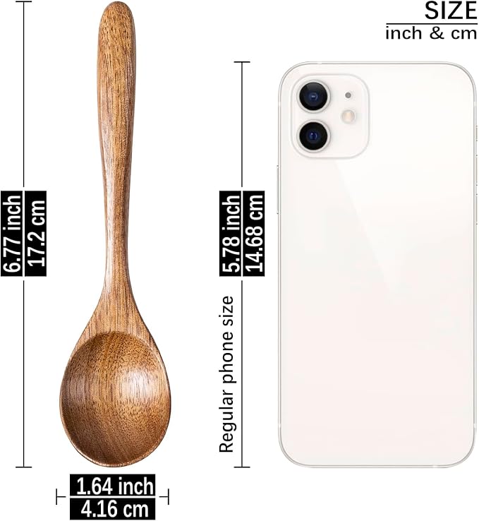 6 PCS Wooden Spoons for Honey, 6.7 inch Small Wooden Spoons - Image 2