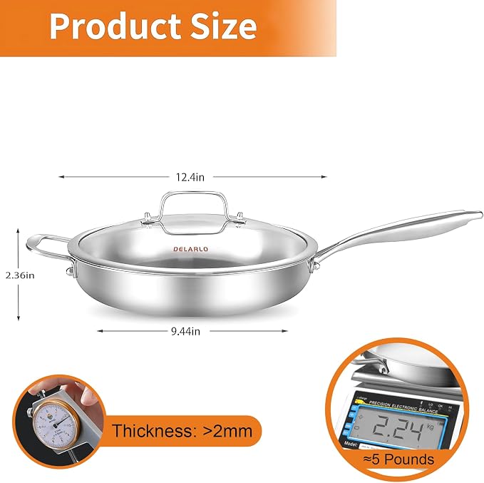 DELARLO Tri-Ply Stainless Steel Pan - Image 3