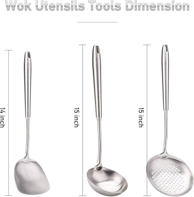 FJNATINH 6-Pieces 304 Stainless Steel Wok Spatula Set, Cooking Utensil Set - Image 6