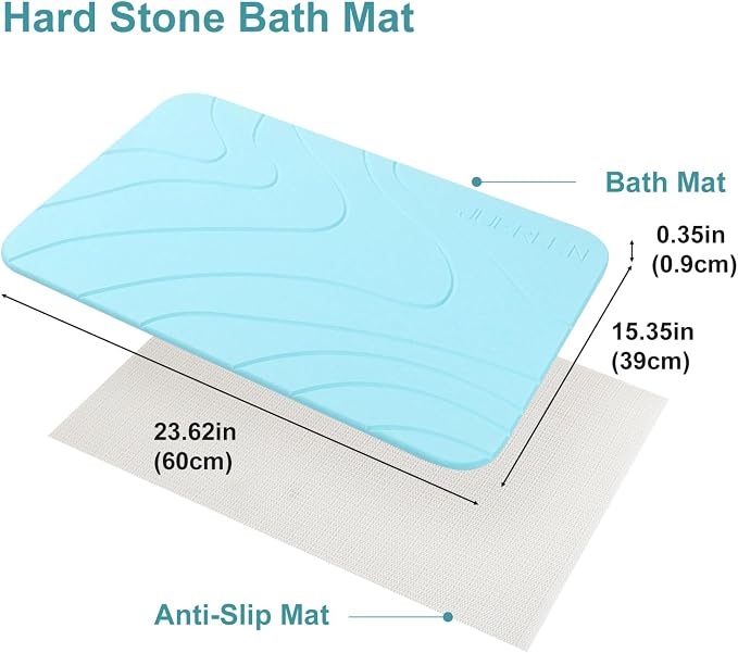 2 Pack Diatomaceous Earth Shower Mat, Stone Bath Mat, Nonslip Super Absorbent - Image 2