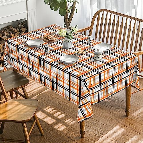 Horaldaily Halloween Tablecloth 60x84 Inch Rectangular, Fall Orange