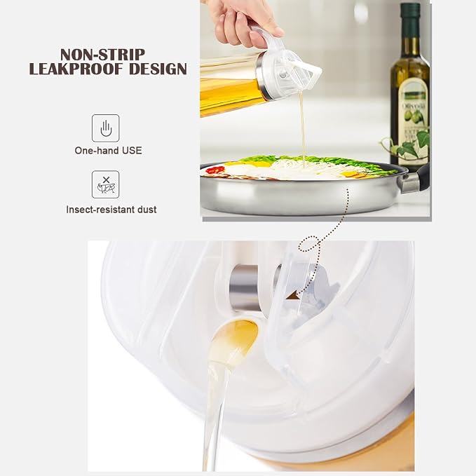 Marbrasse Oil Dispenser for Kitchen, 20 OZ /600ml Leakproof Glass Oil Bottle - Image 3