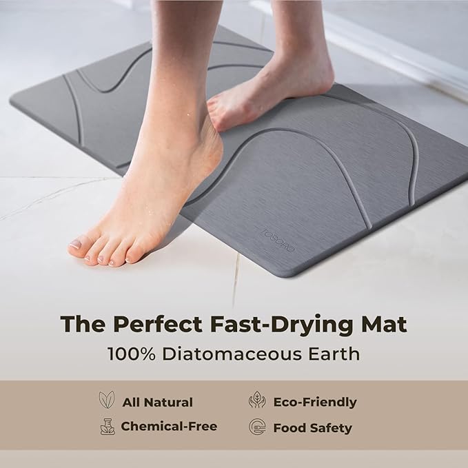 TOSORO - Stone Bath Mat Diatomaceous Earth Shower Mat Non-Slip Super Absorbent - Image 4