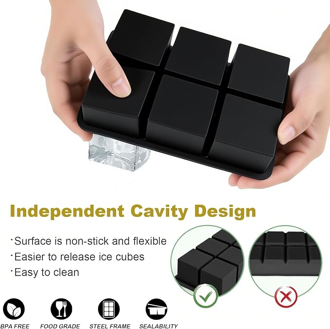 Large Ice Cube Tray for Whiskey, silicone ice cube trays - Image 3