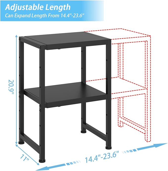 2-Tier Expandable Metal Storage Shelves, 150LBS Heavy Duty Shelving Units and - Image 2