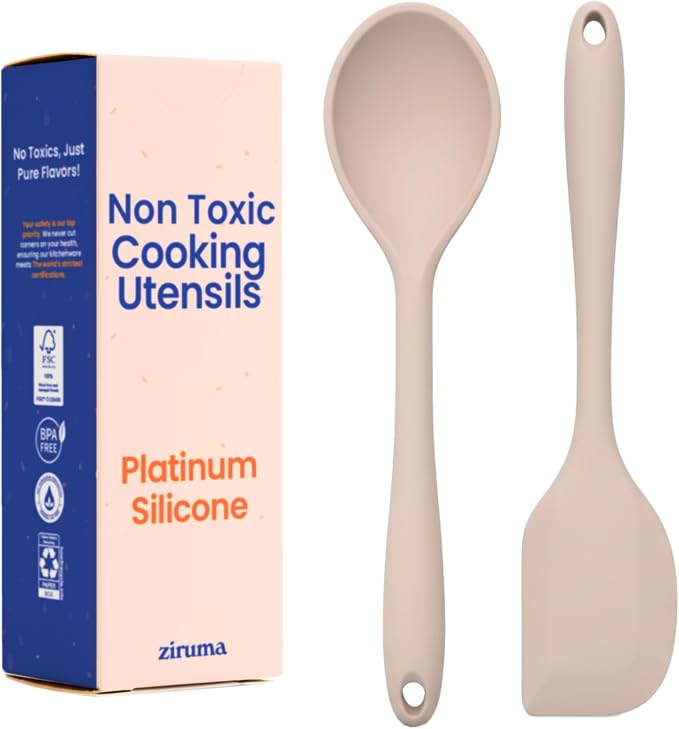 Non-Toxic Platinum Silicone Kitchen Utensil Set of 2 – Non-Scratch Cooking by Ziruma