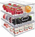 Mano Stackable Refrigerator Drawers, 4 Pack, Clear