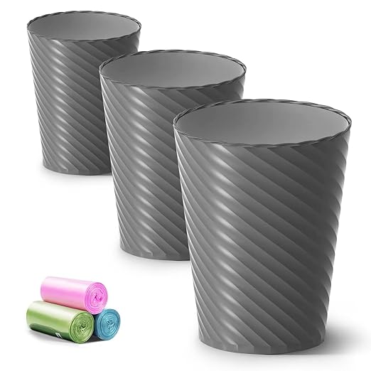 Lysam Bathroom Trash Can, 3 Pack 1.8 Gallons Small Trash Can by Lysam