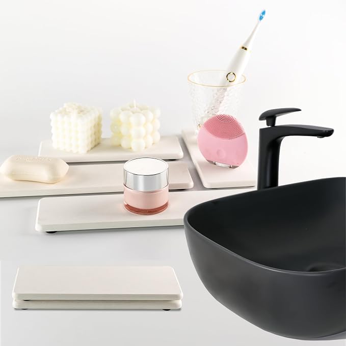 NiuYichee 2 Pcs Water Absorbing Stone Trays, Kitchen/Bathroom Sink Soap Dish - Image 8