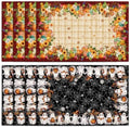 Double Sided Fall and Halloween Linen Placemats Set of 4, 12"x18"