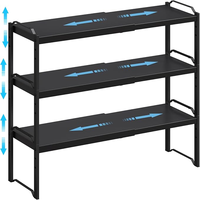 25.5 Inches 3 Pack Expandable Cabinet Shelves, Stackable Shelf Organizer by X-cosrack