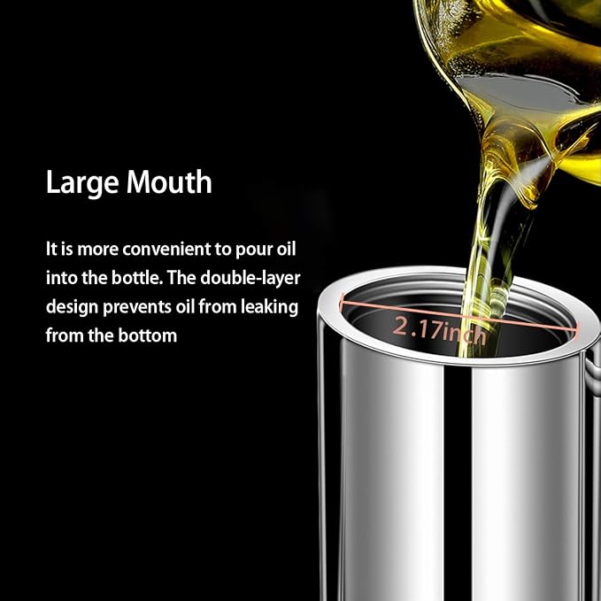 Sumerflos Olive Oil Dispenser Bottle Stainless Steel, 500ml/17oz Drip-Free - Image 4