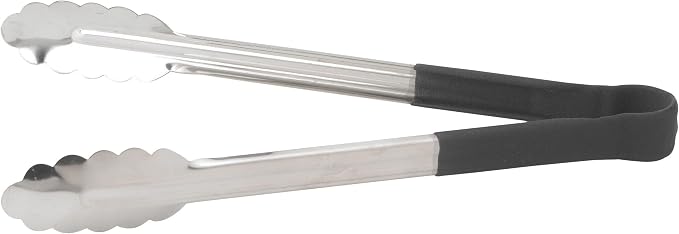 Winco Utility Tong with Black Non-Slip Grip, Stainless Steel by Winco