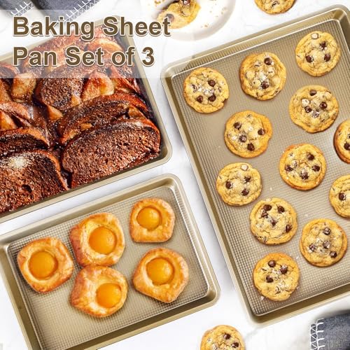 Baking Pan Set of 3 | 13/15/18" Cookie Sheets for Baking Supplies
