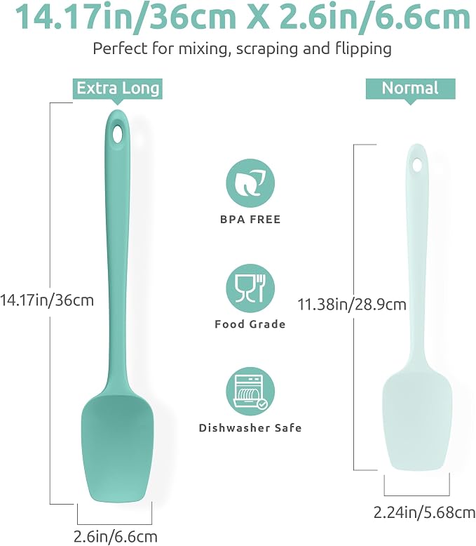 U-Taste Extra-Long 600ºF Heat Resistant Spatula Spoon: 14" Silicone Spoonula - Image 2
