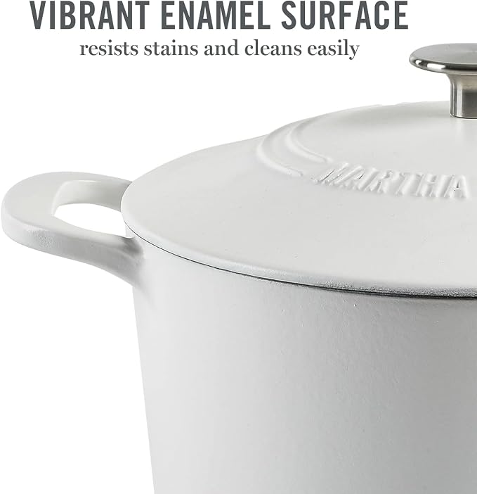 MARTHA STEWART Gatwick 7-Quart Enamel Cast Iron Dutch Oven Pot - Image 3
