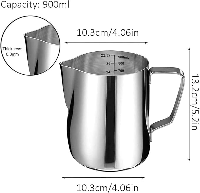 SIKEMAY Milk Frothing Pitcher Cup, 32oz/900ML Milk Frother Cup Stainless Steel - Image 2