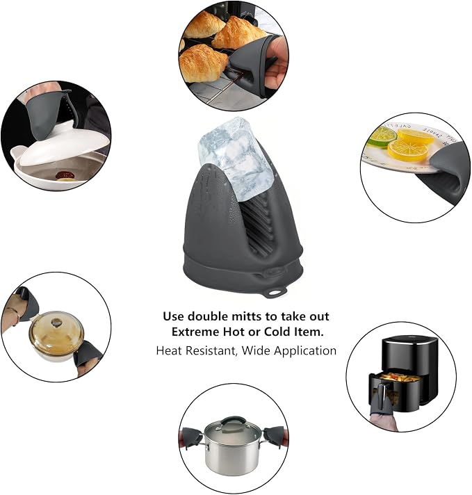 6 Pack Mini Oven Mitts Silicone Pot Holders Heat Resistan - Image 3