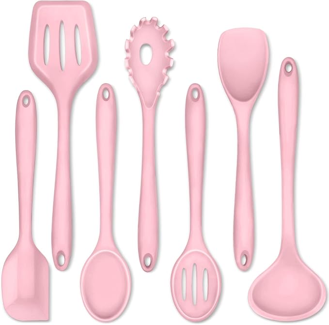 P&P CHEF Silicone Cooking Utensils Set of 7, Heat-proof Kitchen Utensils Set by PPCHEF
