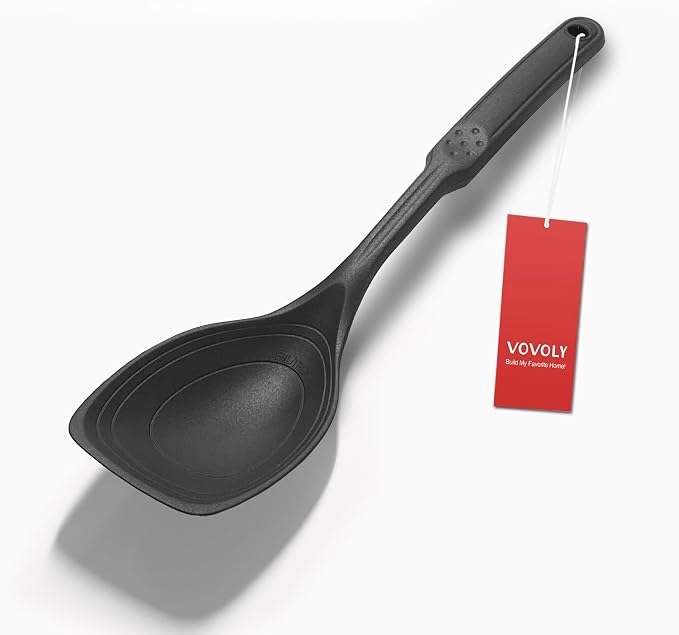 Large Silicone Cooking Spoon, Non-Stick Solid Spoon set by VOVOLY