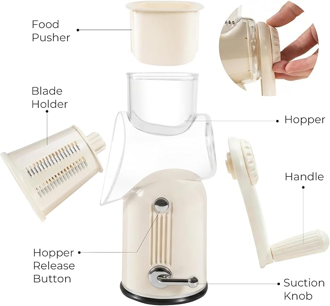 Rotary Cheese Grater Manual Hand Crank - Image 8