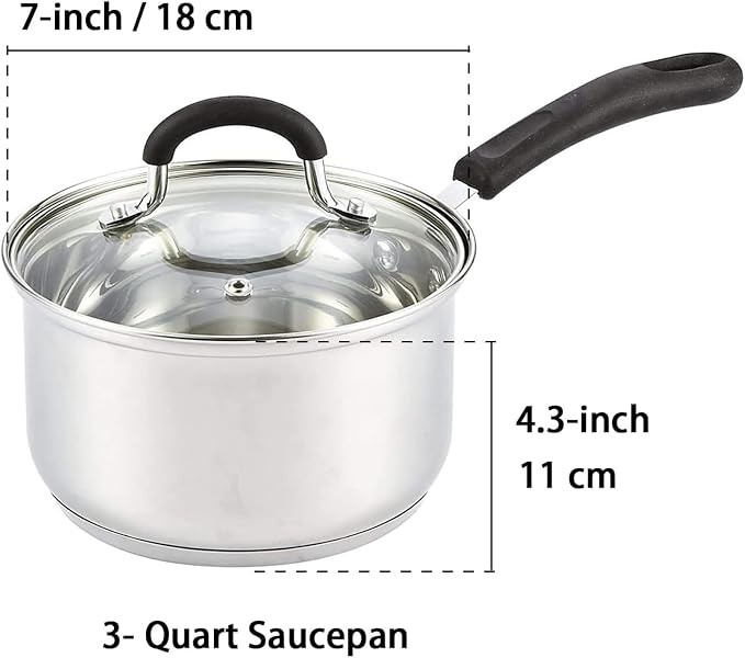 Cook N Home 3 Quart Stainless Steel Saucepan Set - Image 2