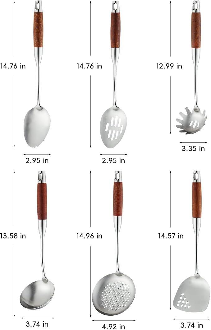 Izurok 18/10 Stainless Steel Kitchen Utensils Set, 6 Piece Cooking Utensils - Image 2