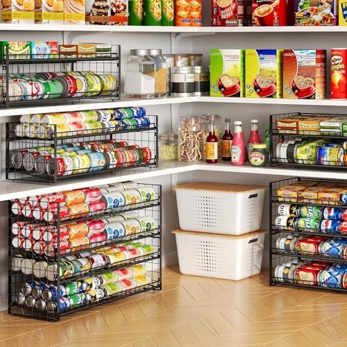 2-Pack Extra-Long Stackable Can Organizer for Pantry Shelf Storage