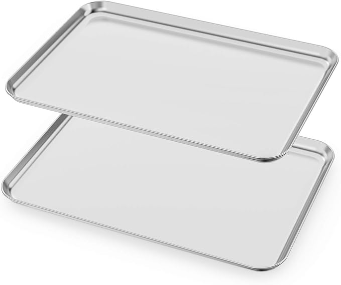 Baking Sheets Set of 2, HKJ Chef Cookie Sheets 2 Pieces Stainless Steel Baking by HKJ+Chef