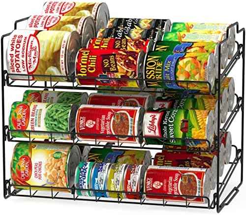 Deco Brothers Stackable Can Rack Organizer Holds Up to 36 Cans, Black