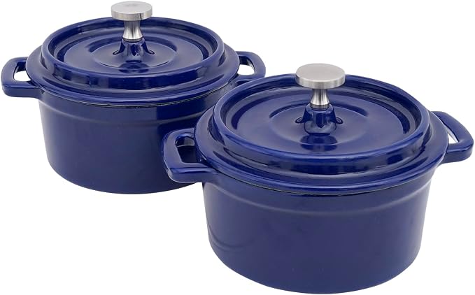 Flavehc Mini Cocotte 16 oz Mini Dutch Oven 0.5 qt. Cast Iron Garlic Roaster by FLAVEHC
