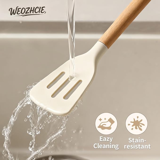 Silicone Cooking Utensil Set, Nonstick 446°F Heat-Resistant Cookware Kitchen - Image 5