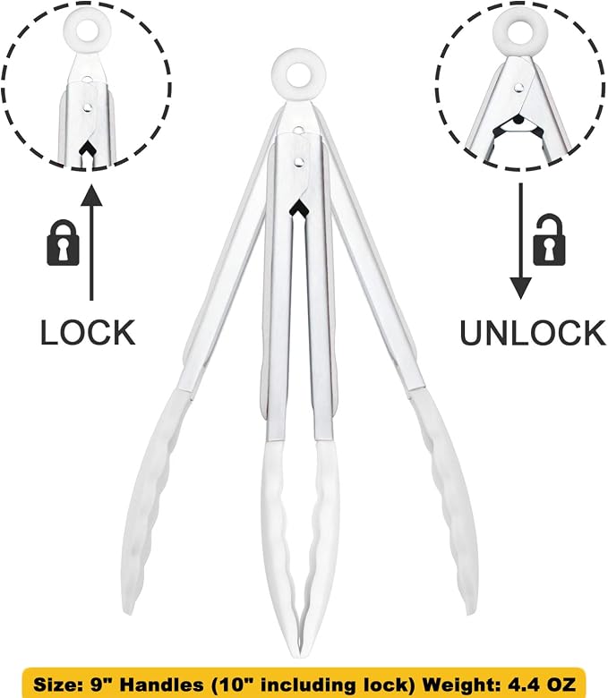 HINMAY Silicone Kitchen Tongs 9-Inch Stainless Steel Basics Tongs - Image 3
