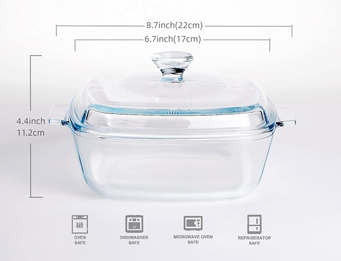 Clear Square Glass Casserole - Image 2