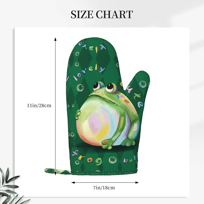 Cute Frog Oven Mitts and Pot Holders Sets of 2, Resistant Recycled Infill - Image 3
