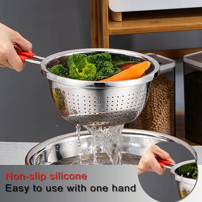 Stainless Steel Perforated Metal Colander Strainer - Image 3