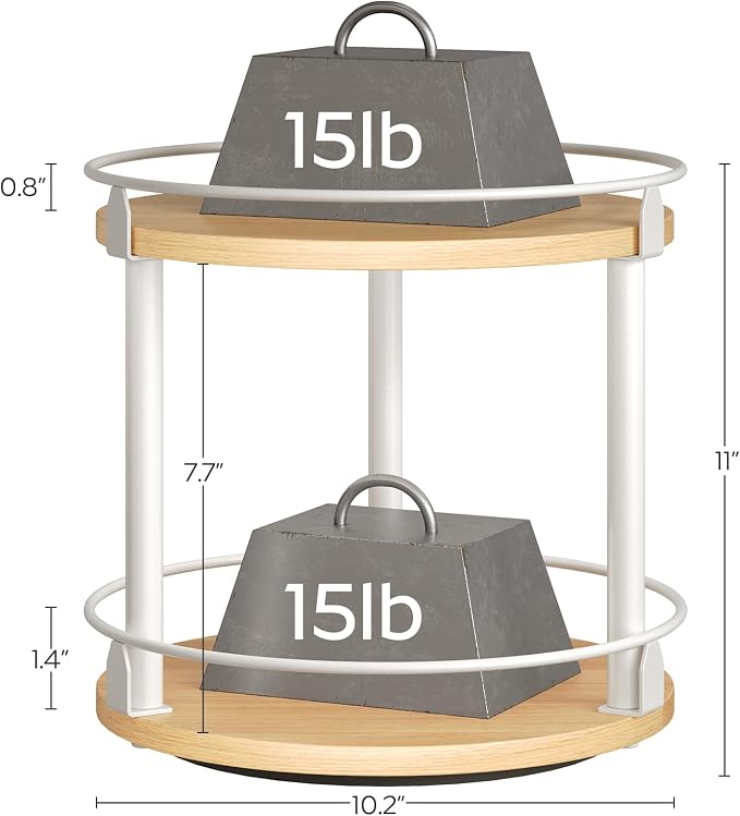 YATINEY Lazy Susan Organizer, Rotating Spice Rack, 2 Tier Spice Turntable - Image 9