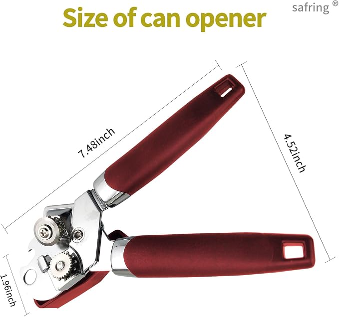 Safring Can Opener Manual, Handheld Strong Heavy Duty Stainless Steel Can Opener - Image 2